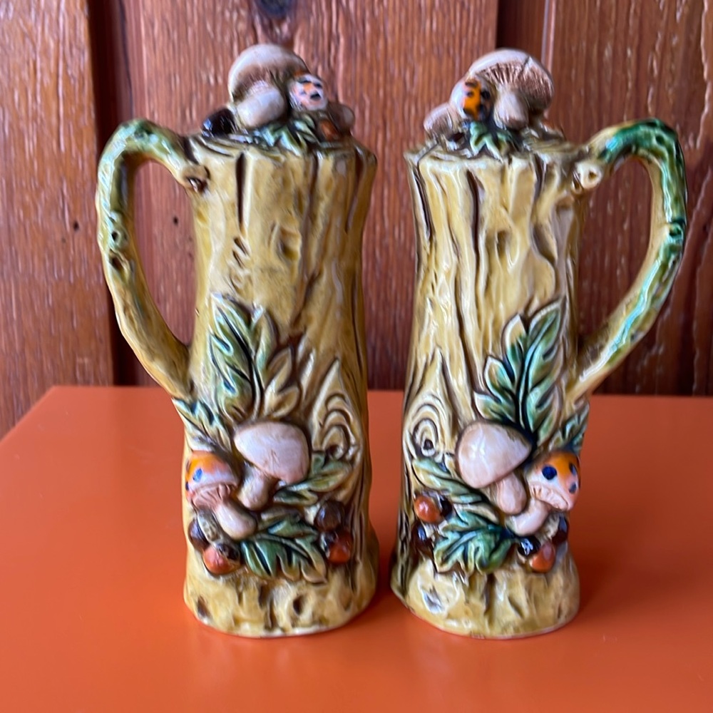 Lefton Mushroom Tree Vintage Salt and Pepper Shaker Set